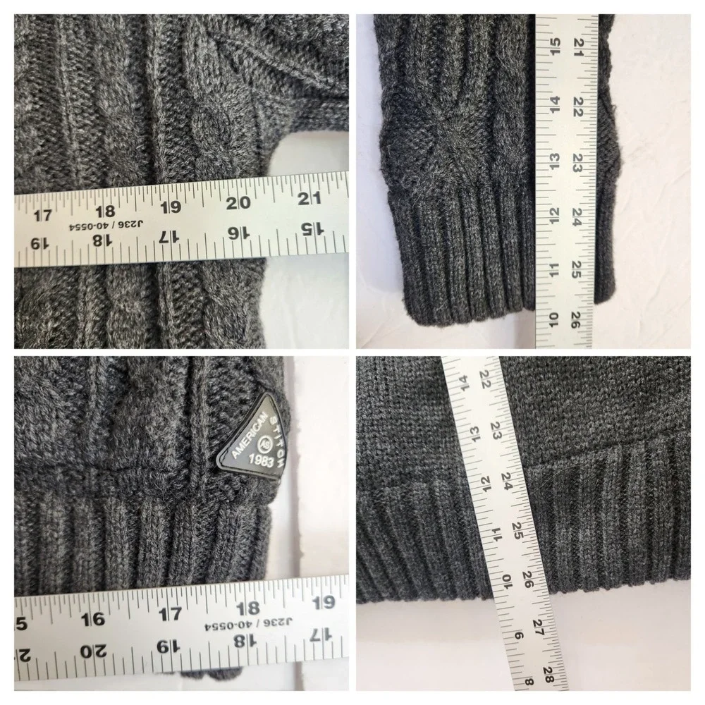 American Stitch Men XL Cable Knit Shawl Collar Cardigan Sweater Jacket Fisherman
